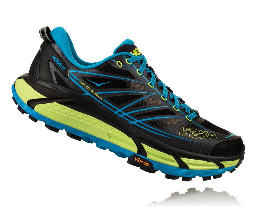 Trail Shoes Mens - Hoka One One Mafate Speed 2 - Black/Blue - OXTJBWY-75